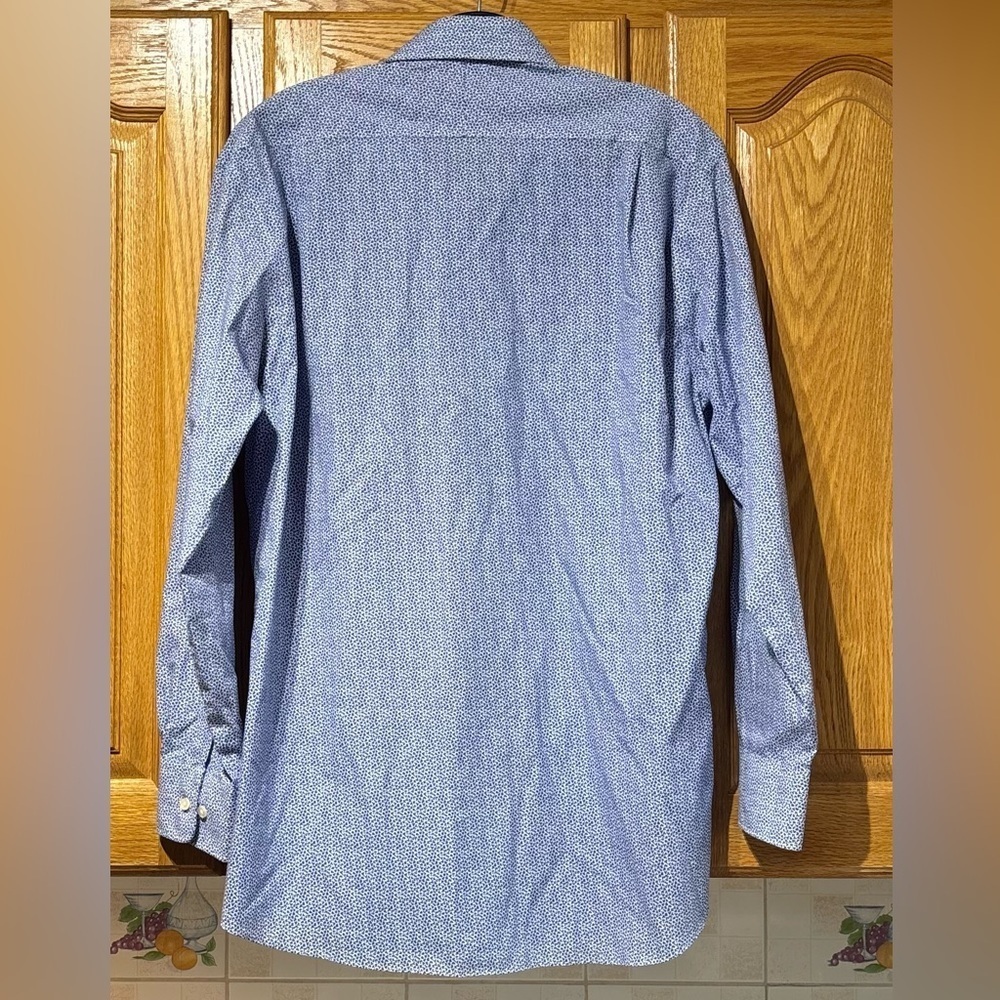 Tommy Hilfiger Men's Blue Patterned Regular Fit Dress Shirt Size 15 32/33 - Picture 3 of 4